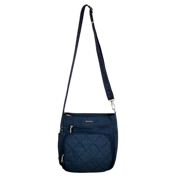 Travelon Bags Travelon Blue Quilted North South Nylon Crossbody Bag
